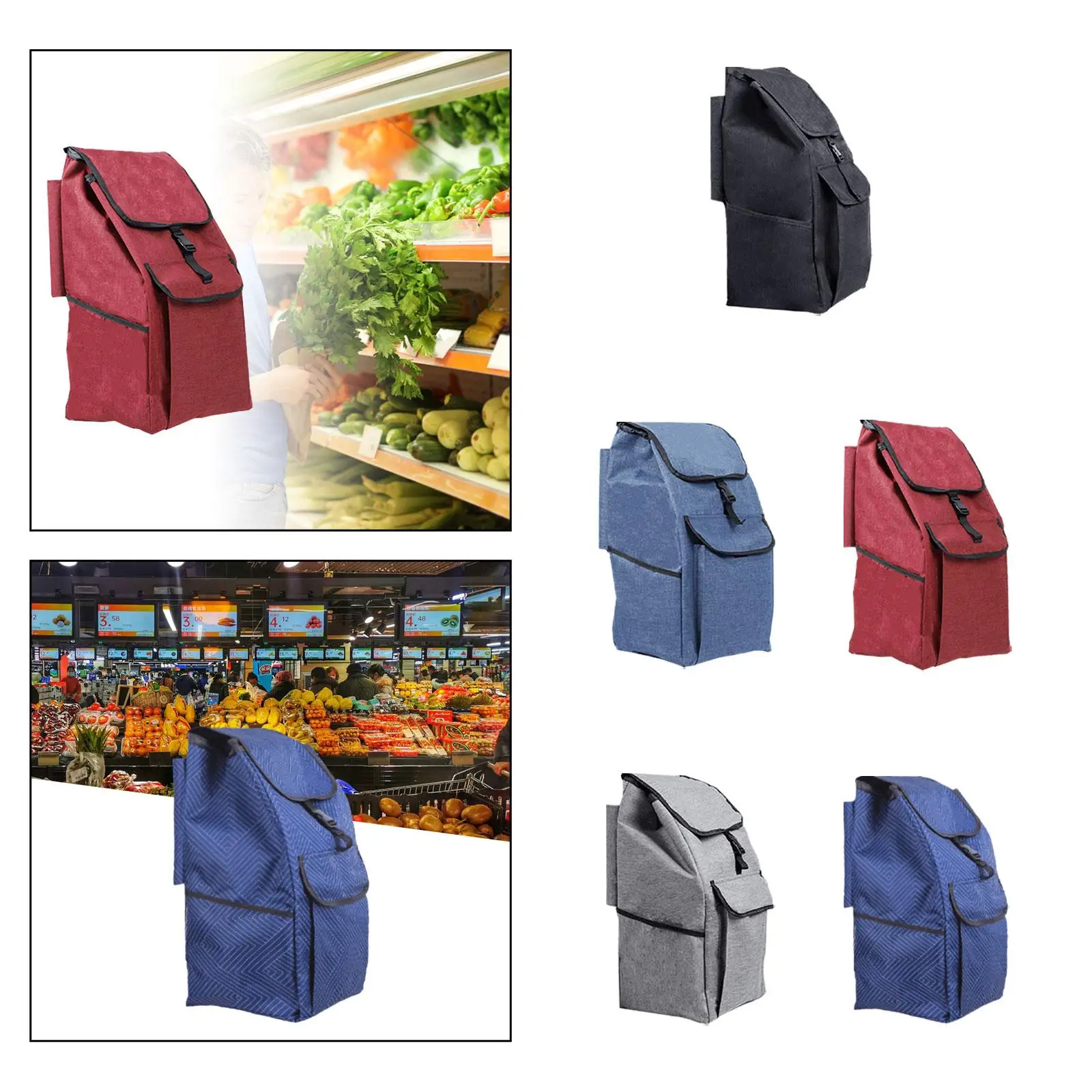 

Shopping Trolley Replacement Bag Large Capacity Folding Removable Thickened Trolley Bag for Office Household Folding Trolleys