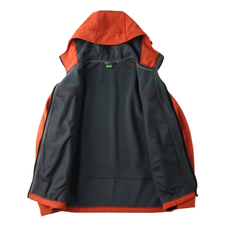 Imagem -04 - Mens Impermeável Soft Shell com Capuz Jaqueta Exterior Plush Windproof Carga Cabolsa Caminhadas Camping Escalada Pesca Masculino