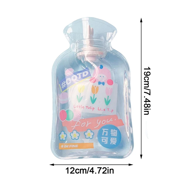 1pc dos desenhos animados transparente saco de água quente portátil garrafa de água quente de enchimento de água mão mais quente bolso pés garrafa de água quente pvc