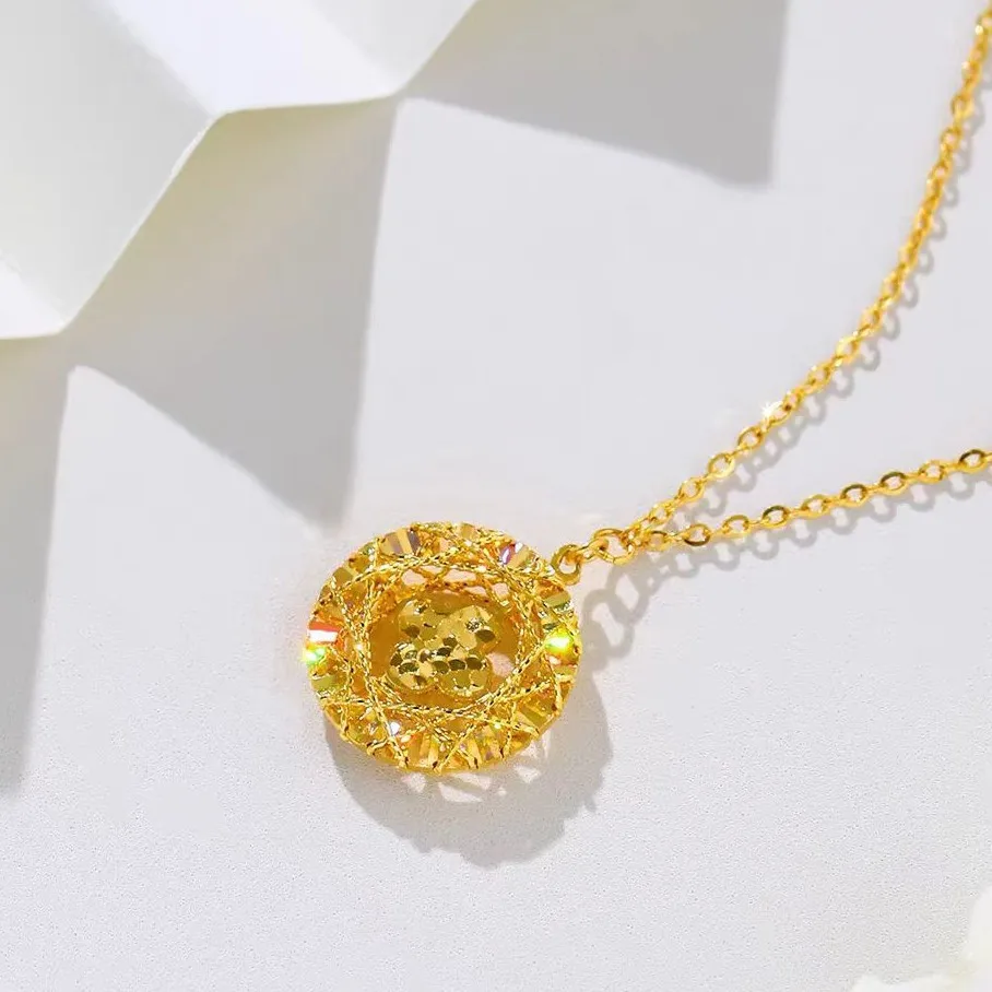 

Fashion 18kt Gold Color Dreamcatcher Four Leaf Clover Pendant Necklace for Women Girl Christmas Birthday Wedding Jewelry Gifts