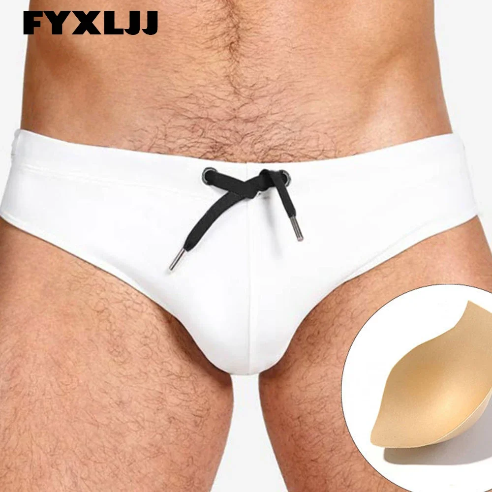 

FYXLJJ New Summer Beachwear Sexy Men Swimming Surf Board Shorts Low Waist Lace Up Sports Bikinis Mens Swimwear Swim Trunk Briefs