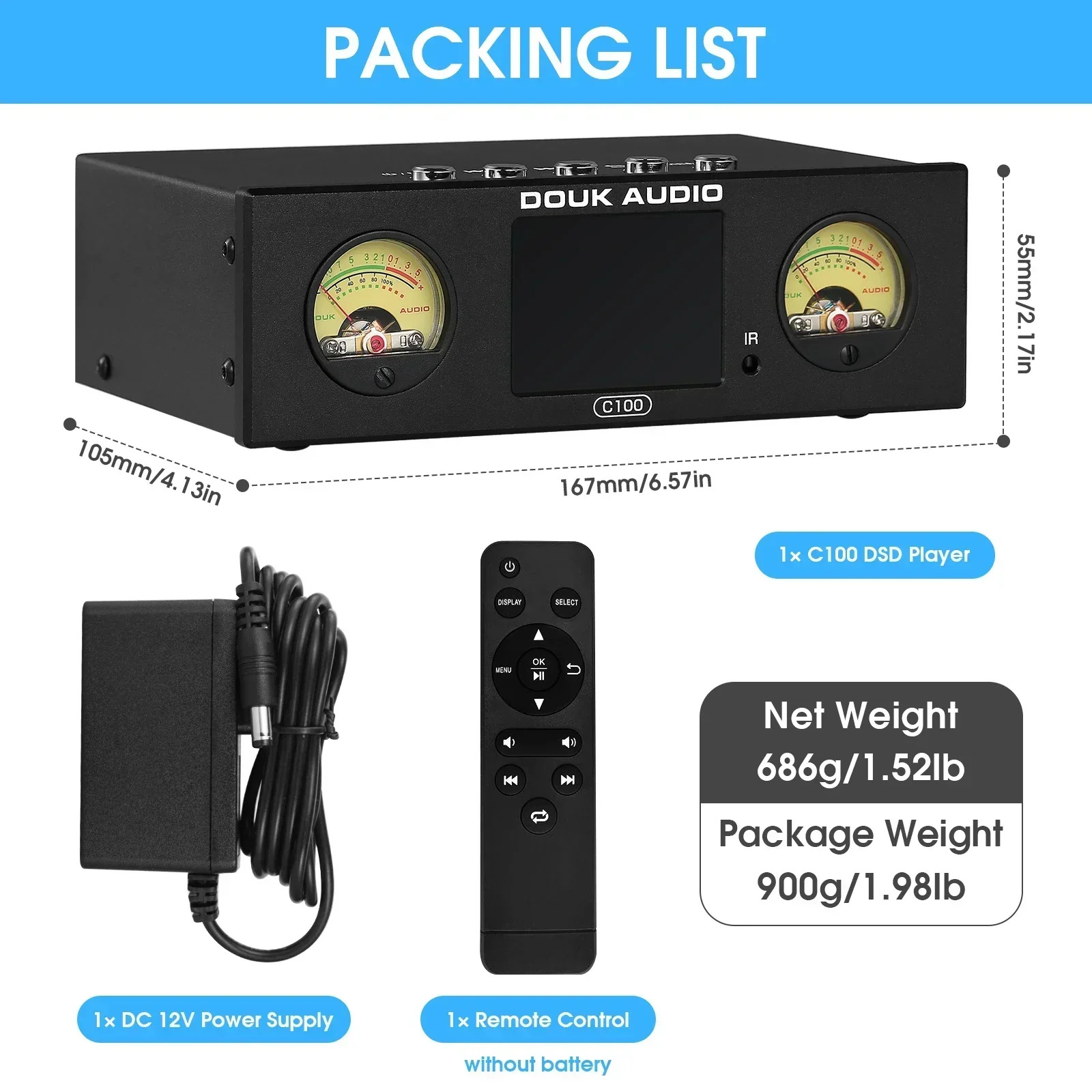 Douk-USB付きデジタルオーディオプレーヤー,hi-resオーディオプレーヤー,プリアンプ,スティマー,s/pdif coax/optアダプター,dsd256,32ビット,384KHz