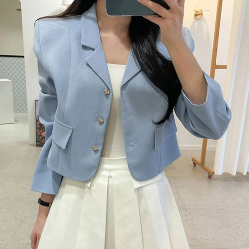 Chic Vintage ort Cappotto su misura Femm Bottone singolo Design Senso Vestibilità ampia Colletto a cuore Jaet Dolce Sle Cotone Primavera