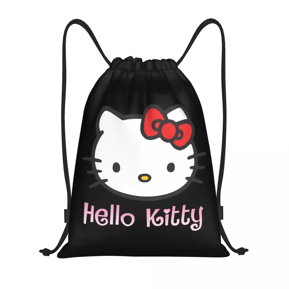 Custom Hello  Drawstring Bags for Training Yoga Backpacks Women Men Cat Cartoon Sports Gym Sackpack