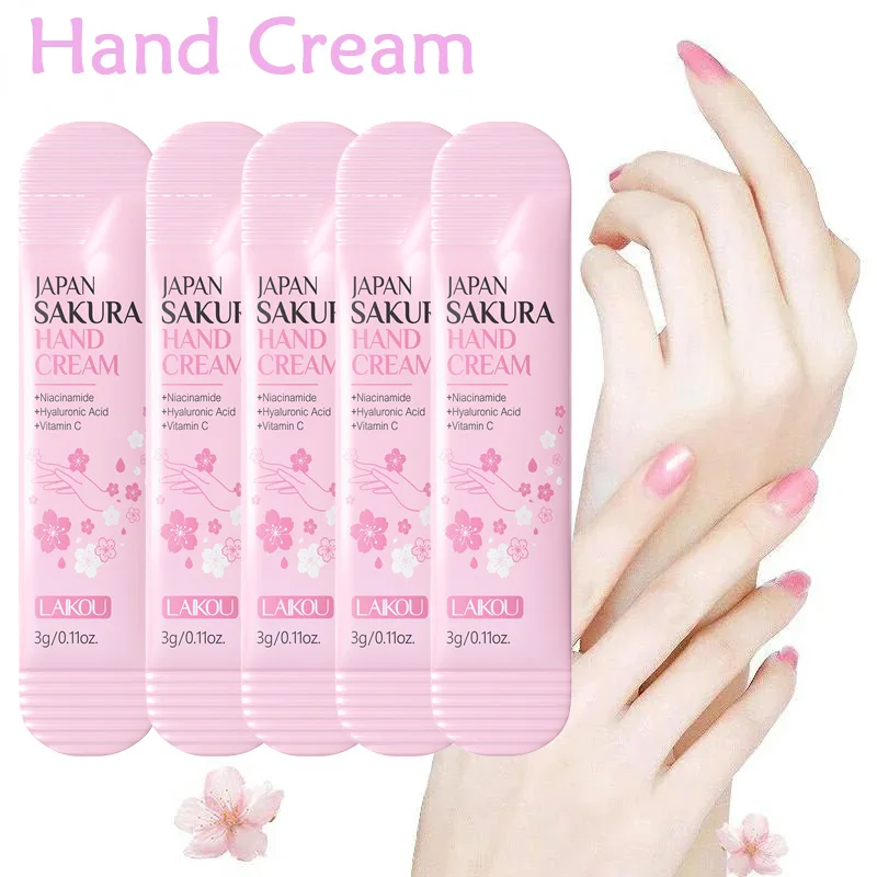 Laikou ساكورا كريم اليد المغذي ترطيب منعش غير دهني تبييض مكافحة الجافة غسول اليد المحمولة بدلة سفر صغيرة