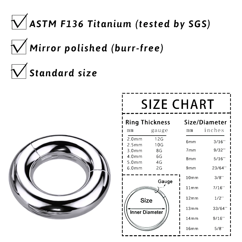 F136 Titanium Alloy Large 4G 6G 8G 10G Fashionable Hinged Hoop Earrings Adjustable Anodized Nasal Septum Piercing Body Jewelry