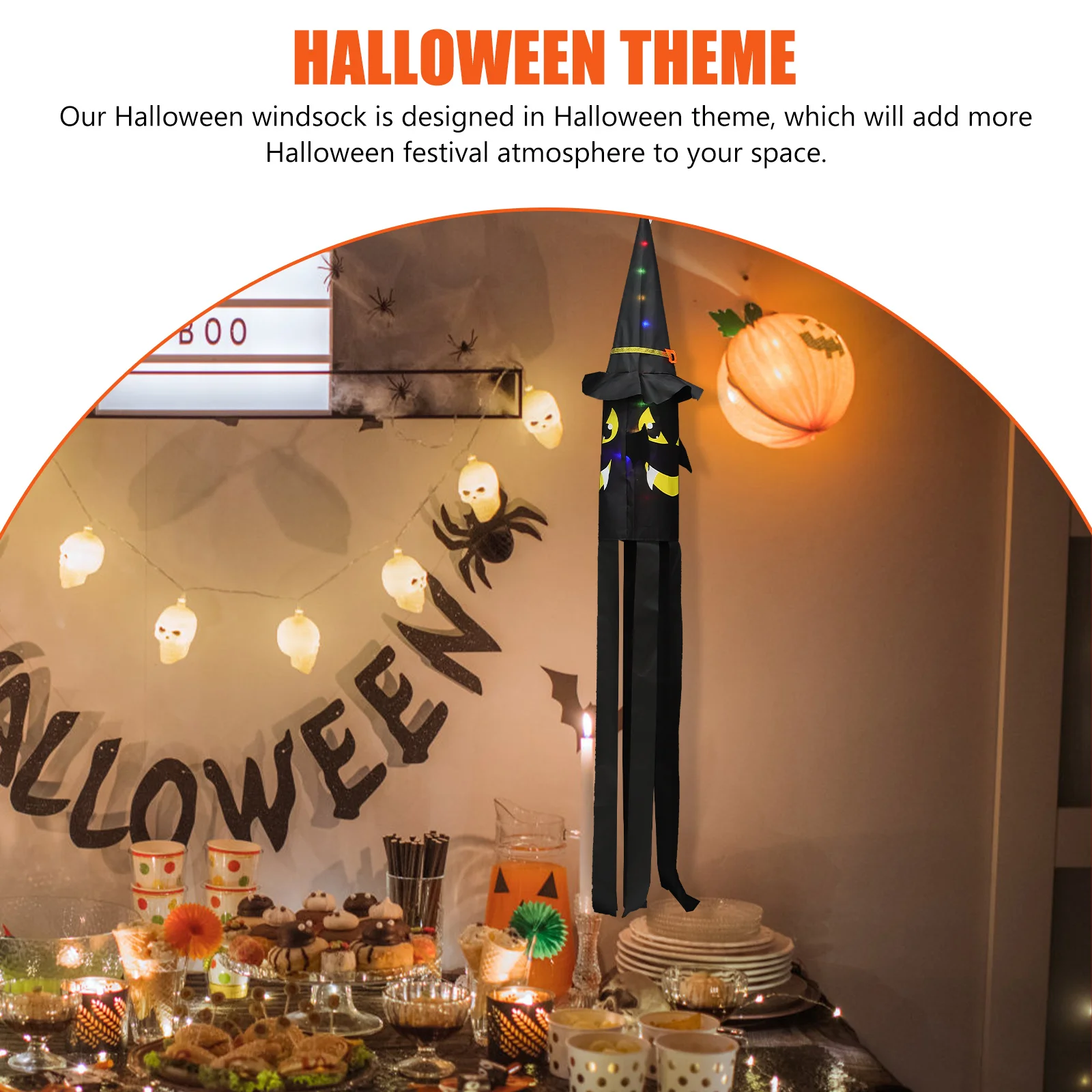 

Halloween Windsock Decorations Outdoor Hanging Garden nament Flocking Cloth Lightweight Pumpkin Flag DIYHaunted