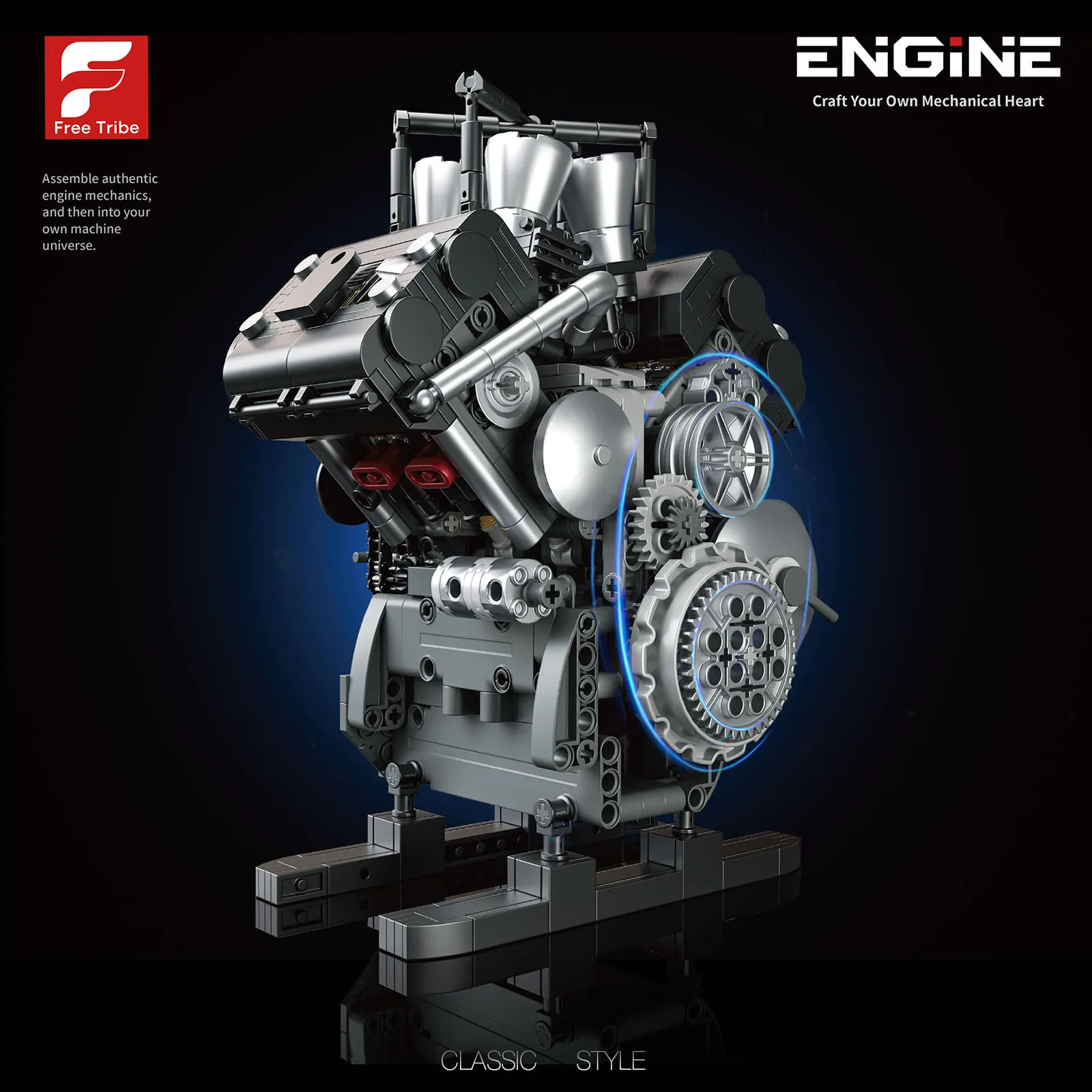 

36306 Simulated Engine Model 945PCS Building Blocks Set Classic V4 Engine Mechanical Heart Creative Assembly Toy Desk Decor Gift