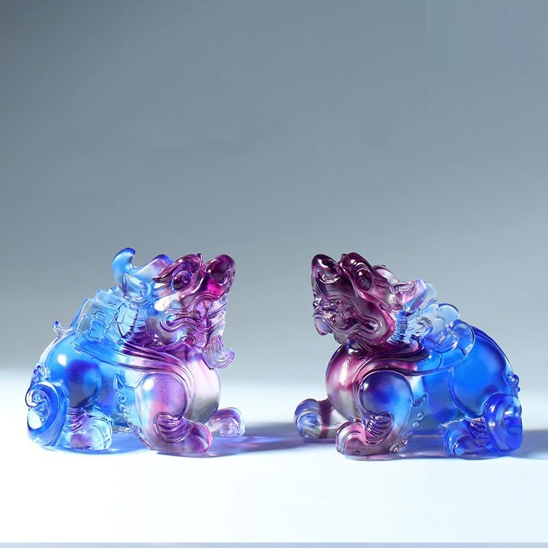 Chinese Ancient Beasts Coloured Glaze Brave Troops Ornament Opening Gift Decoration