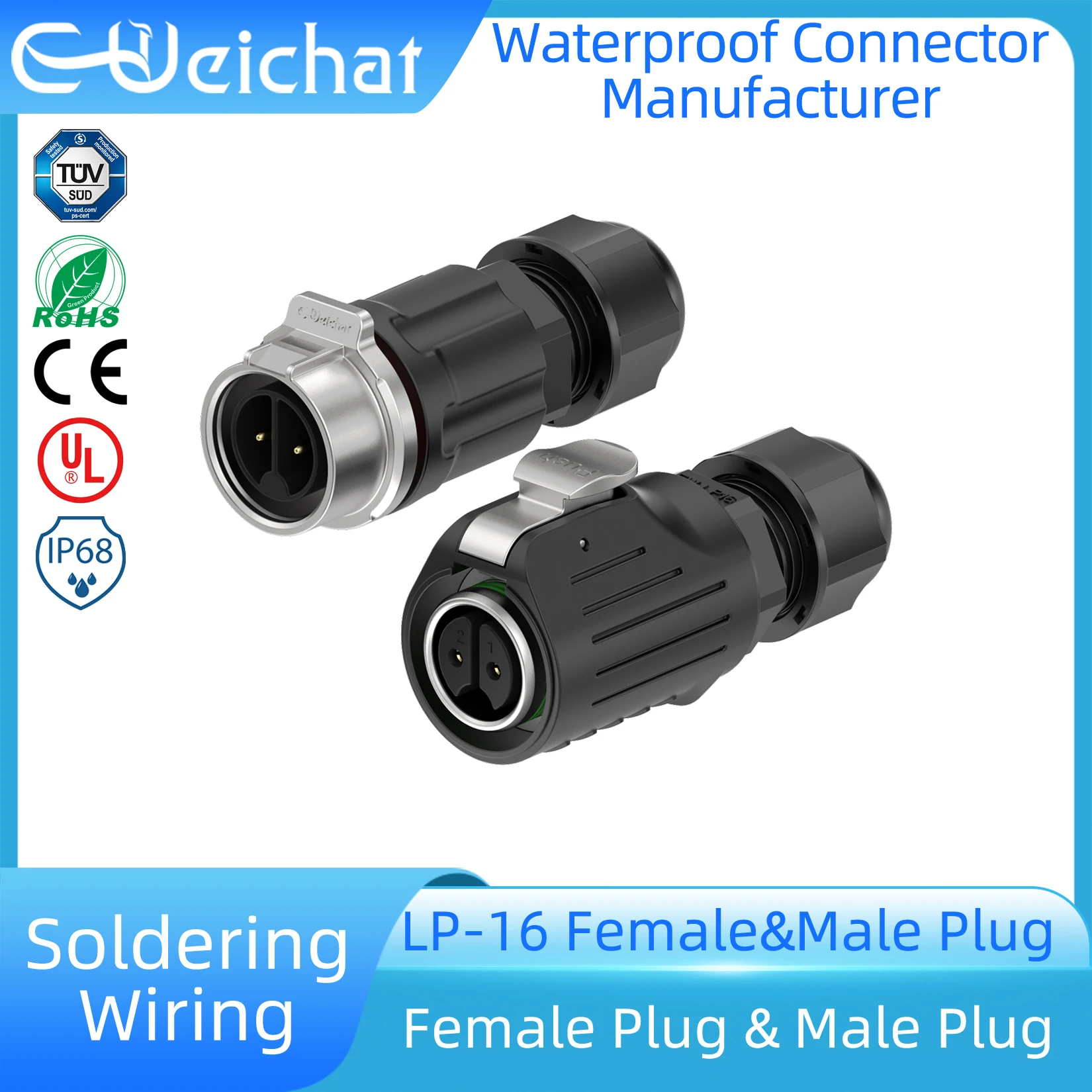 

EW-LP16 Industrial M16 Welding 2Pin 3Pin 4Pin 5Pin 6Pin 7Pin 8Pin 9Pin IP68 Waterproof Power Female Connector Female & Male Plug
