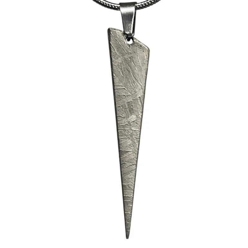 Natural Muonionalusta Meteorite Long Spike Pendant Nickel Plating Craft Genuine Swedish Meteorite Slice Pendant Necklace LK578