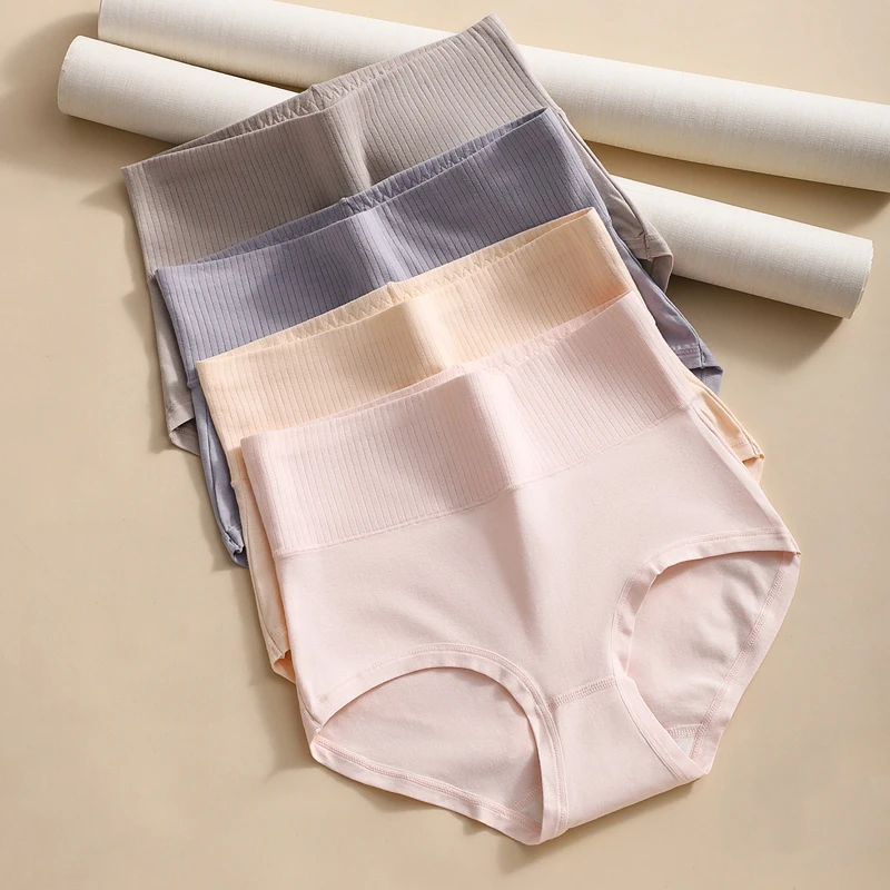 

4 шт./компл., нижнее белье с высокой талией, женские трусики, корректирующие фигуру, однотонные трусы для девочек, мягкие хлопковые трусики для похудения, женское нижнее белье