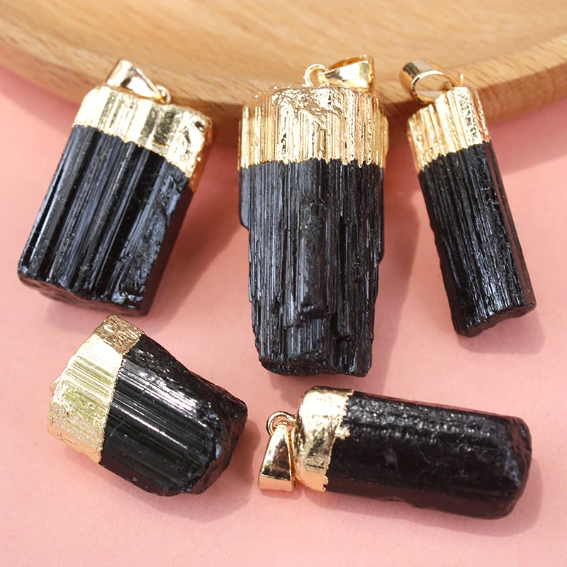 Irregular Raw Black Tourmaline Pendant Rough Energy Chakra Jewelry For Woman And Man Gift Necklace Making