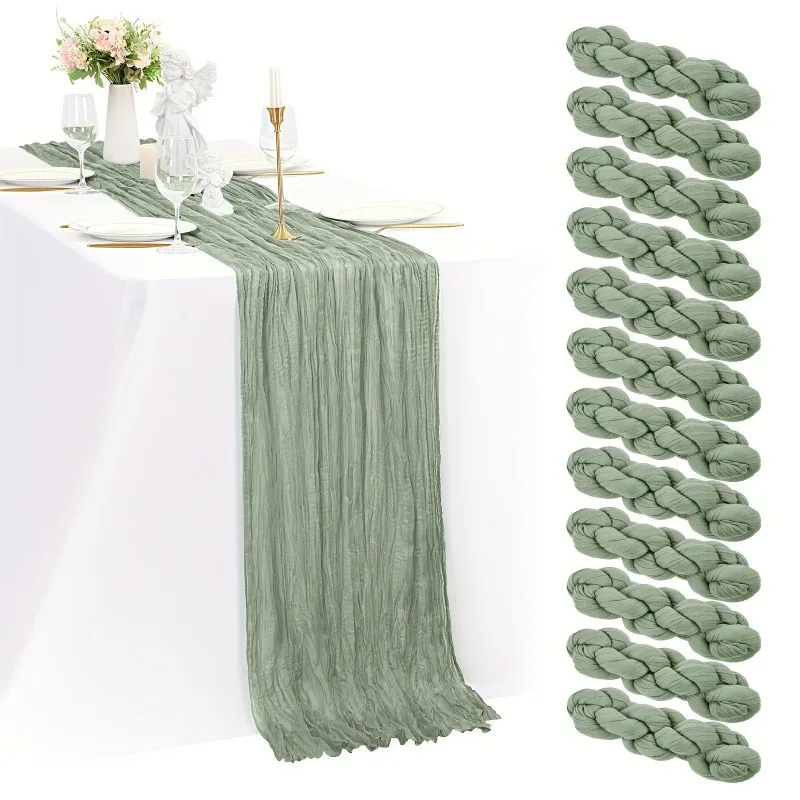 

Of 12 Cheesecloth Table Runners Measuring 16X106 Inches, Perfect for Wedding Table Decoration, with Each Runner Being 106