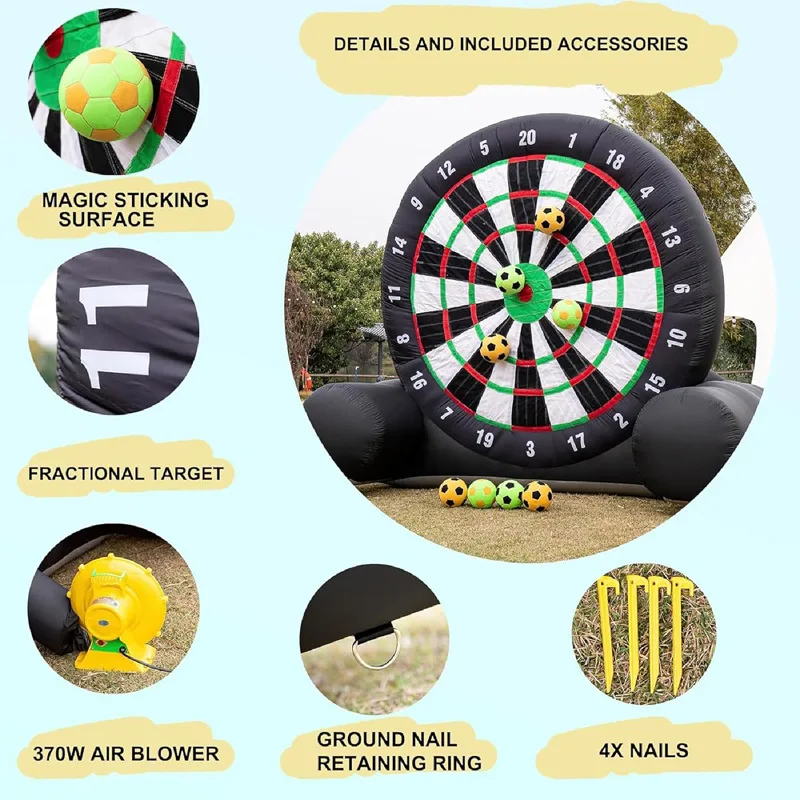 Dartboard for Outdoor 4m 13ft Tall Giant Inflatable Soccer Dart Board Games with 6 Soccer Balls Large Kick Football Target