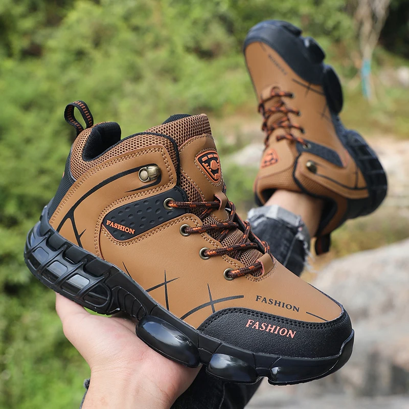 

Fashion Men's Hiking Boots High Top Outdoor Sports Shoes 2025 New Non-Slip Breathable Trekking Sneaker for Camping Hiking Travel