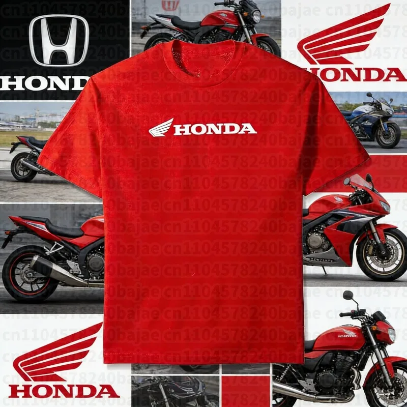 

2025-26 Summer Honda Fashion Moto Honda Graphic Work Clothes 100% Cotton Printed T-shirt Loose Casual Comfortable and Breathable