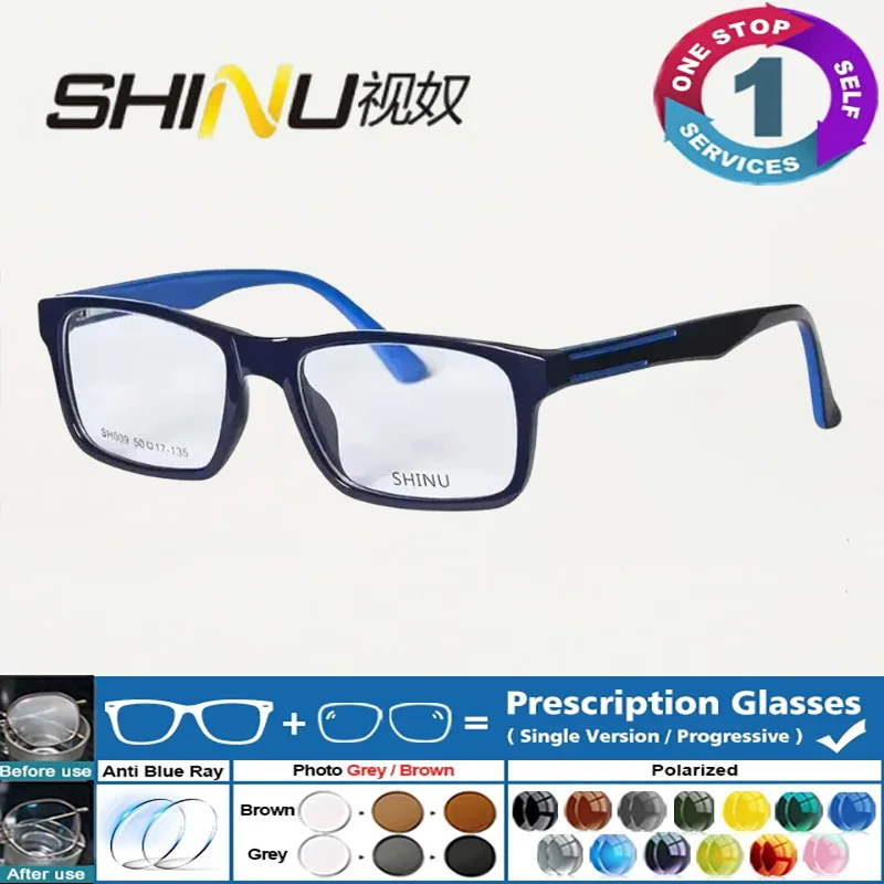 

SHINU Acetate Frame Men Progressive Multifocal Prescription Glasses For Myopia Cr39 Lenses Anti-radiation Glasses Custom 2025