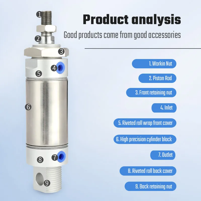 MA Series 16/20/25/32/40 Stainless Steel Mini Pneumatic Cylinder Air Double Acting