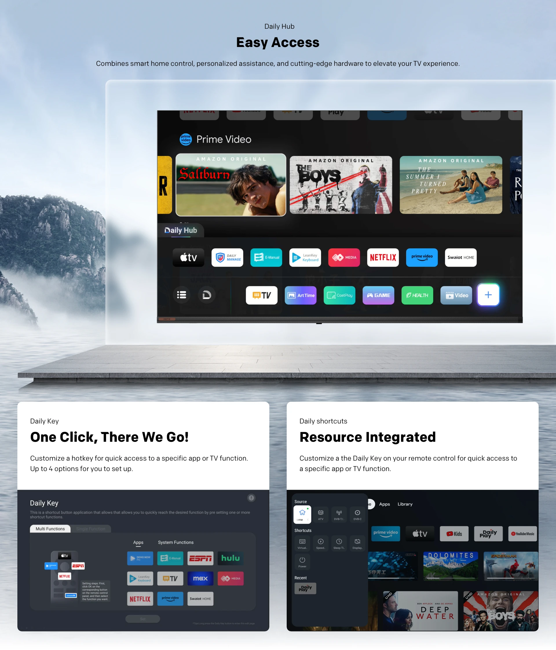 METZ 32MTE6000Y TV 32" HD Google TV | Eyecare 3.0, HDR10, Dolby Audio, Mando Bluetooth, Marco sin bordes, Negro
