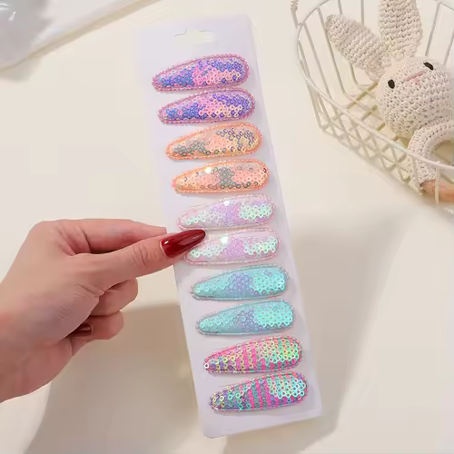 10Pcs/Lot Fresh Print Cotton Alloy Hair Clips for Kids Fabric Plaid BB Hairpins Girl Hairgripe Headwear Baby Hair Accessories - Image 24