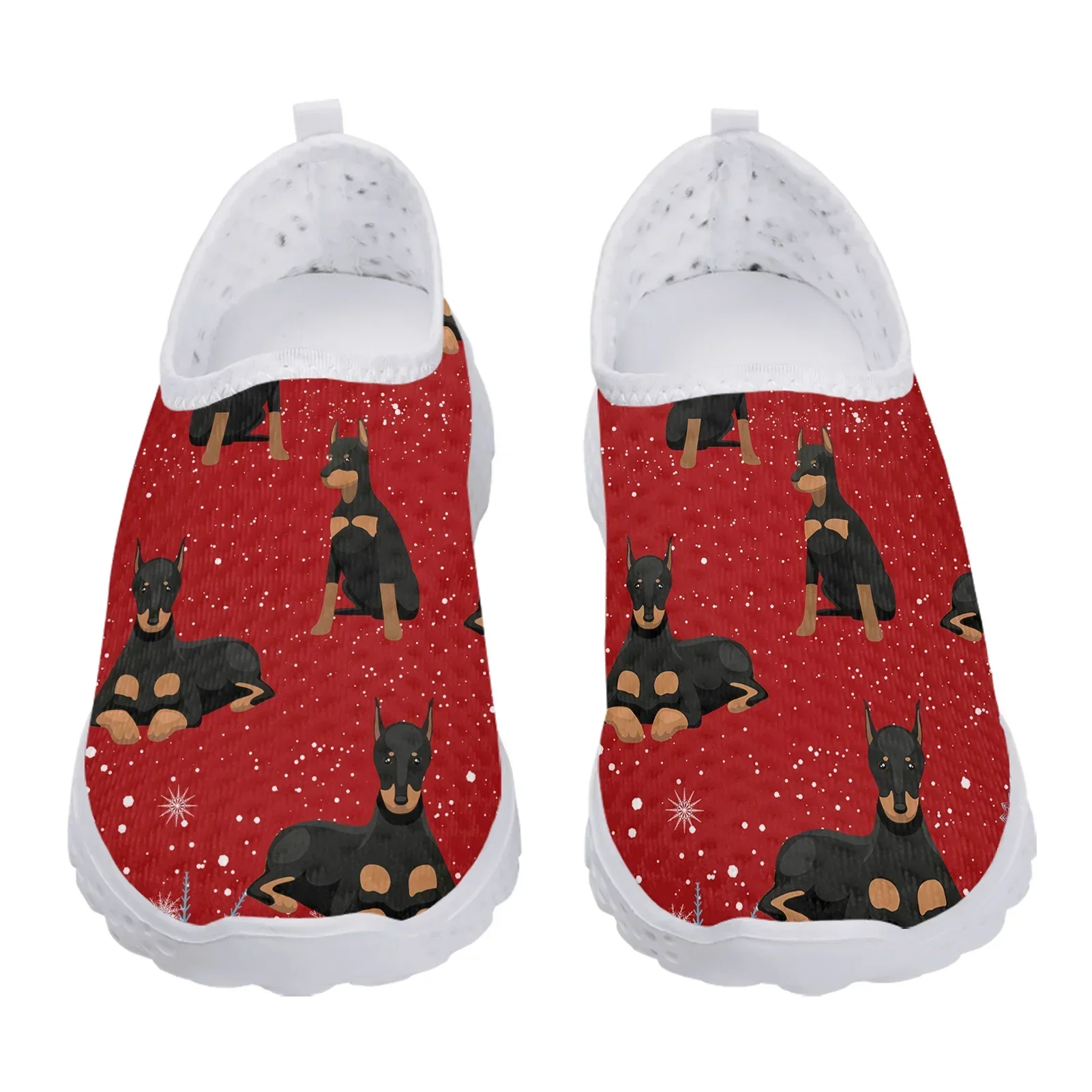 

Lightweight, Breathable And Handsome German Doberman Pinscher Printed Shoes In Wine Red Loafers Slip On Casual Shoes