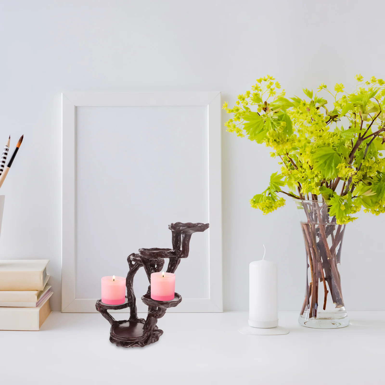 

Смола подсвечник декоративный держатель компактный настольный орнамент для дома гостиная обеденный стол декор теплая атмосфера