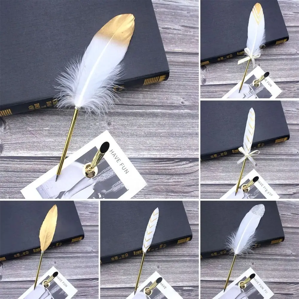 Wedding Decor Smooth Black Writing Tool Signature Ballpoint Pens Feather Pen