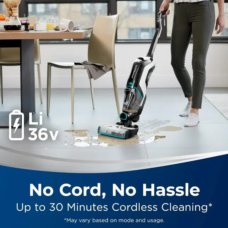 BISSELL CrossWave Cordless Max All in One Wet-Dry Vacuum Cleaner and Mop for Hard Floors and Area Rugs, Black, 2554A