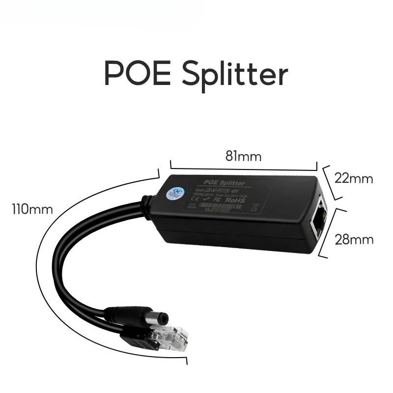 

PoE-сплиттер 1000 Мбит/с, 48В на 12В, совместимый с IEEE 802.3af/at, с разъемом RJ45 для систем видеонаблюдения
