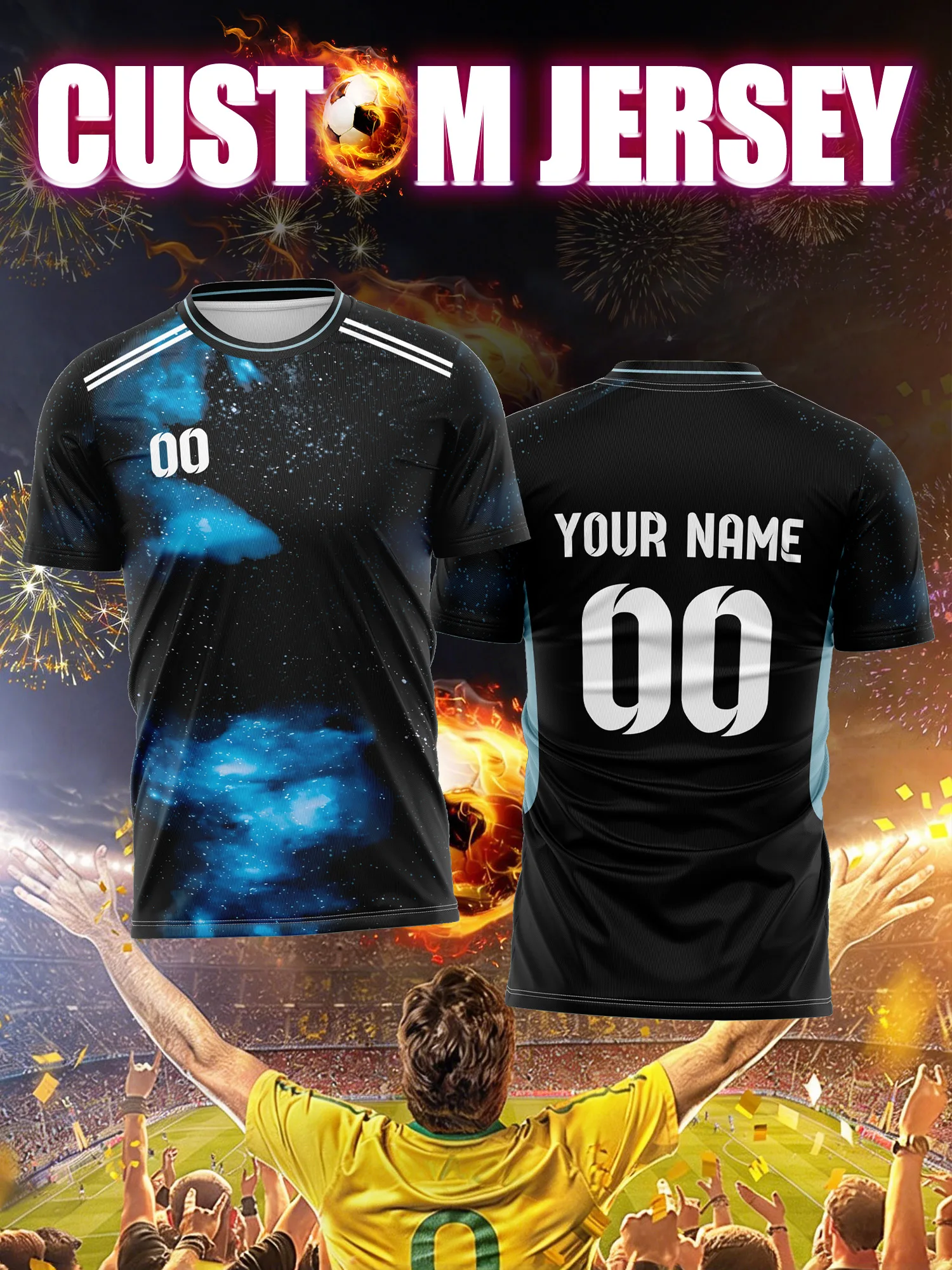 

Футбольная форма с индивидуальным изображением, номером и именем, гладкие плоские швы, комфортная, без натирания.