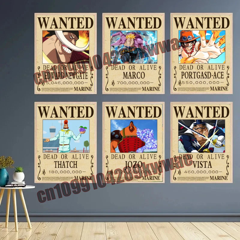 

Anime One Piece Whitebeard Group + Blackbeard Group Reward Order Poster Printing Canvas Painting Home Art Wall Decoration Gift