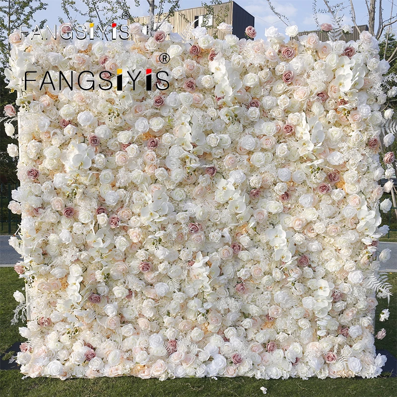 

5D Light Pink Rose Hydrangea Cloth Roll Up Flower Wall Fabric Hanging Curtain Plant Wall Event Party Wedding Backdrop Deco Prop