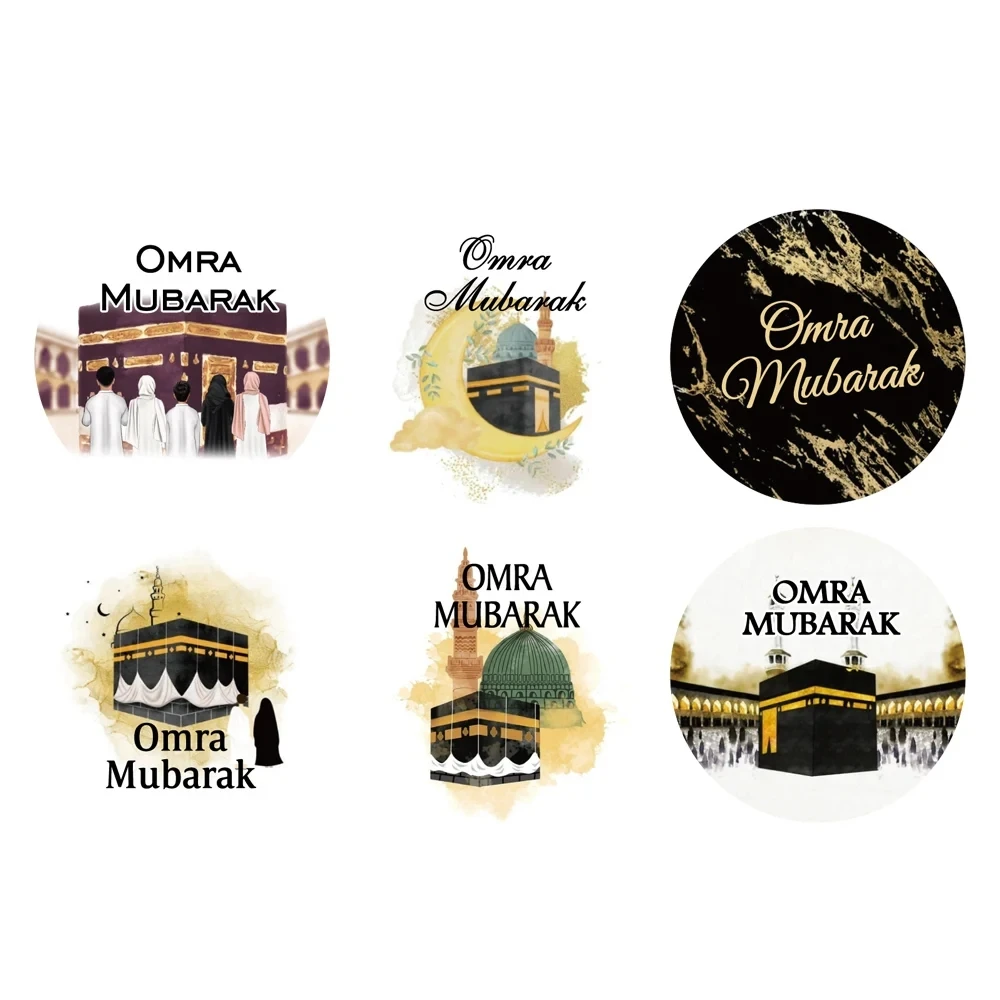 Omra mubarak Celebration Decorations Paper Sticker Gift Lable Seal Sticker Islamic Muslim Umrah Decoration Supplies