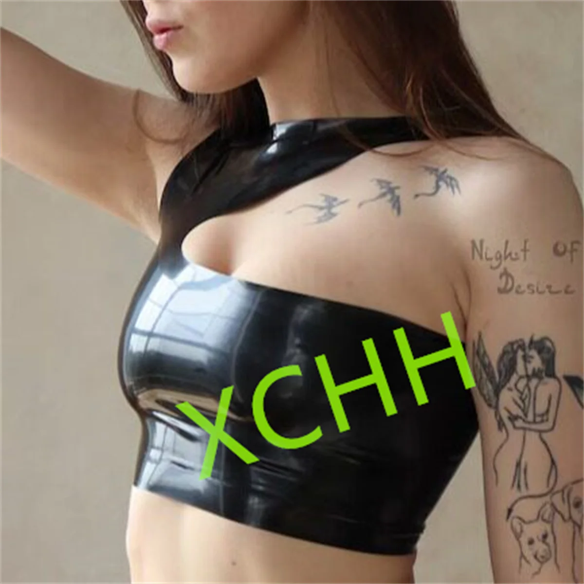 Women Latex Swimsuit Top Rubber Shirt Vest Gummi Customize 0.4mm Club Party Wear Halloween Costume XS to XXXL