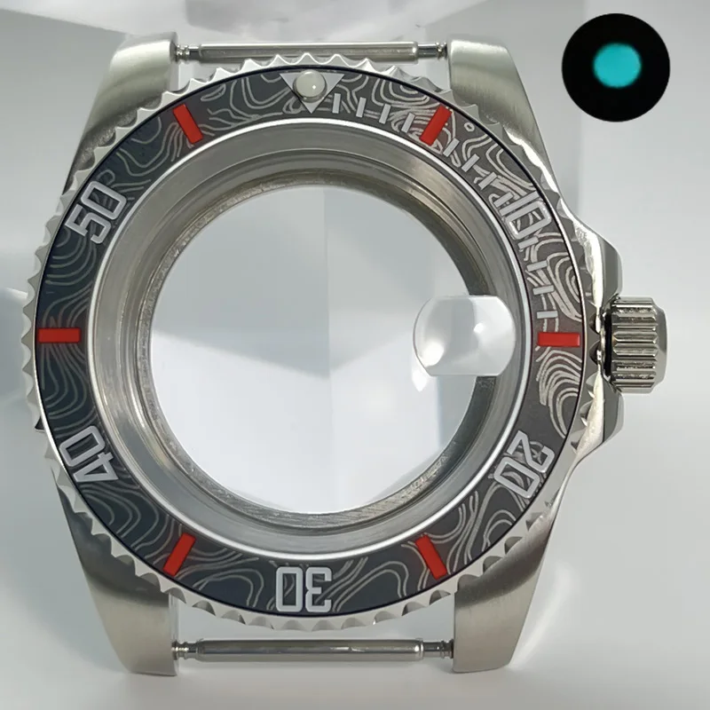 

40mm Watch Case with Carbon Fiber Bezel Sapphire Crystal NH34/NH35/NH36 Movements 28.5mm Dial Mod for Custom Watch Construction