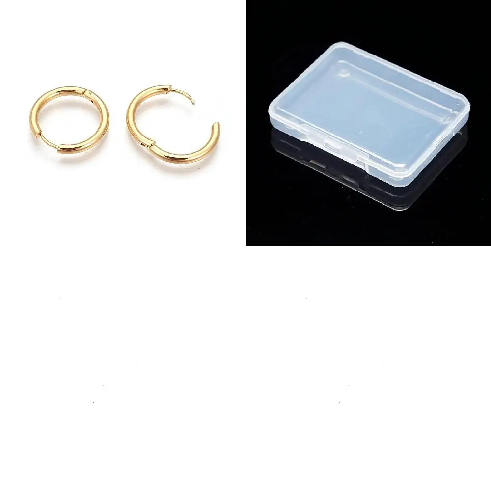 10 Pares de Aros para Mujer, Chapados en Oro de 18K, Acero Inoxidable, 16mm, Pequeños, Redondos, Tipo Huggie, para Cartílago, Estilo Sleeper