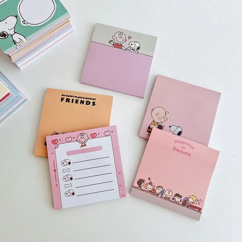 Snoopy Charlie Cartoon Girl Sticky Notes Sticky Scratch Pad Kawaii Handbook Memo Note Notebook Study Supplies Stationery Gift