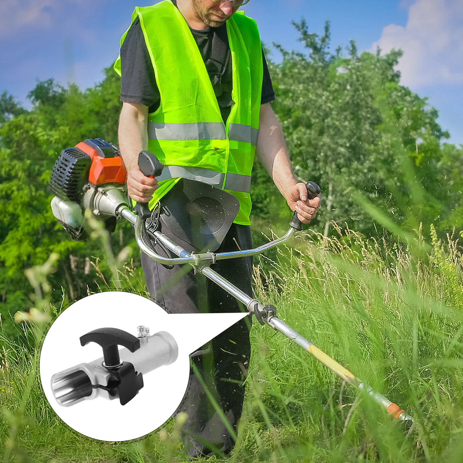 

Trimmer Brush Cutter Shaft Connector Replacement Metal Mower Accessories Lawn Garden Tool Part Durable Firm Secure Easy Install