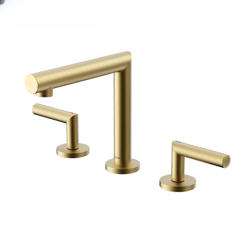 

Split three-hole basin faucet, all-copper bathroom cabinet wash basin faucet, gun gray splash-proof basin
