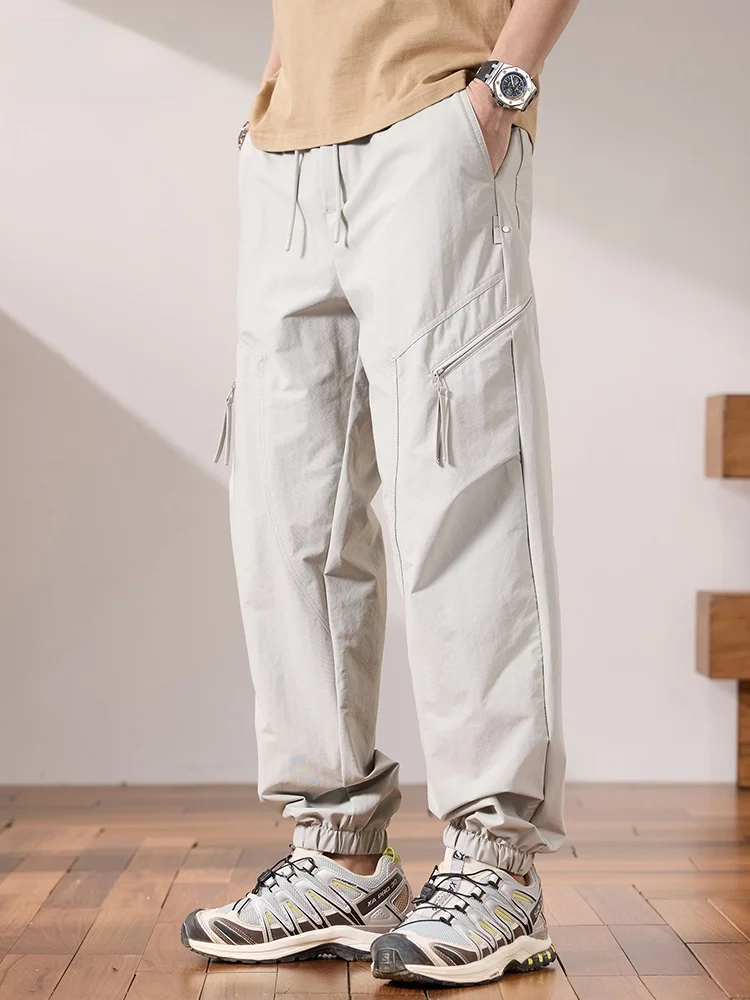 

Loose Fit Summer Thin Casual Work Pants for Men Trousers Outdoor Versatile Loose Cuffed Lightweight Breathable Cargo Trousers