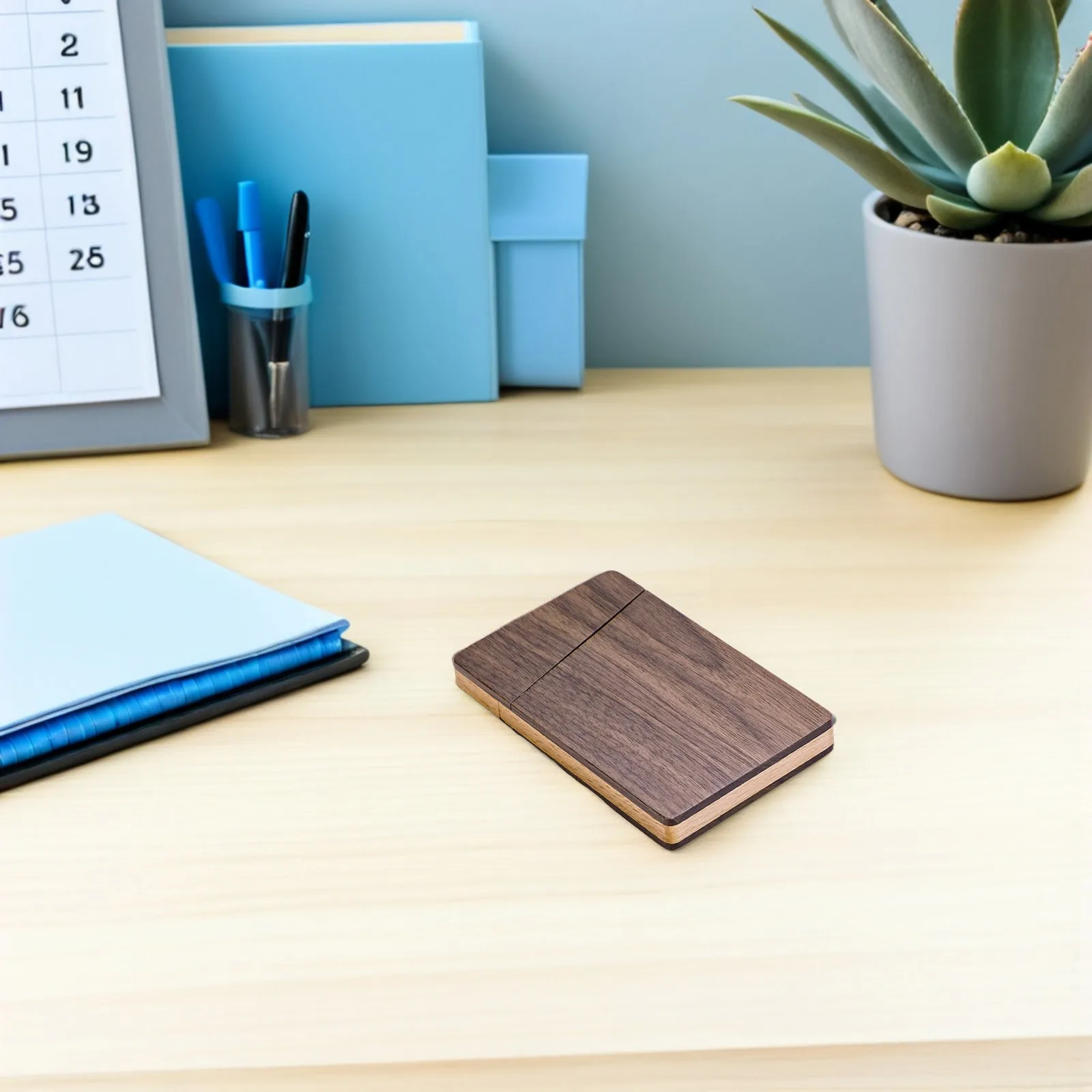 

Business Card Holder Wooden Walnut Thin Large Capacity Pocket Card Holder Business Gifts for Men Mens Office Accessories