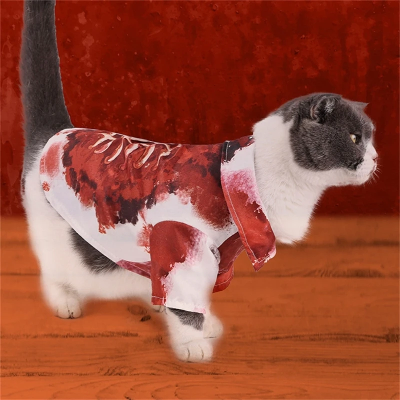 Frightening Blood Splatters Halloween Pet Costume for Cats Dog Festival Family Gathering Dog Outfit 2legs Party Costume