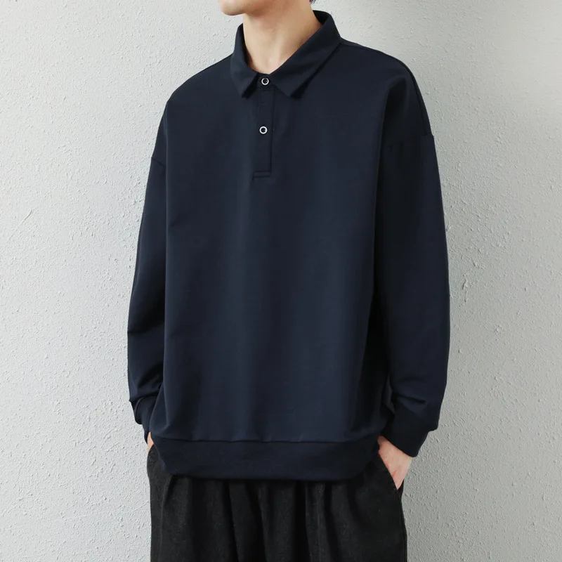 Men's Long Sleeve  Shirt Thickened Fleece Autumn Season Special Wide Fit Nine Sleeve Length Allmatch Base Shirt