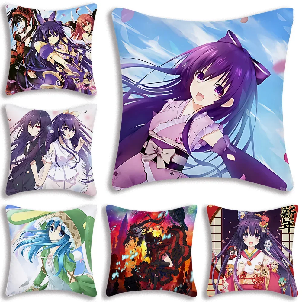 

Custom DATE A LIVE Anime Pillow Covers Cartoon Sofa Decorative Home Double-sided Printing Short Plush Cute Cushion Cover