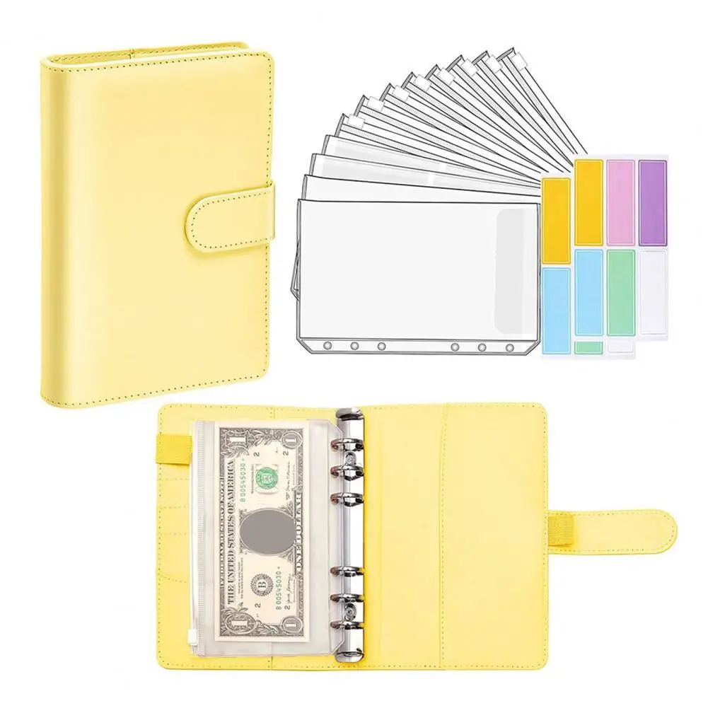 Organizador de ahorro de dinero A6, carpeta de presupuesto de cuero PU, cuaderno de mármol, planificador de presupuesto, sobre 2024, suministros escolares de oficina