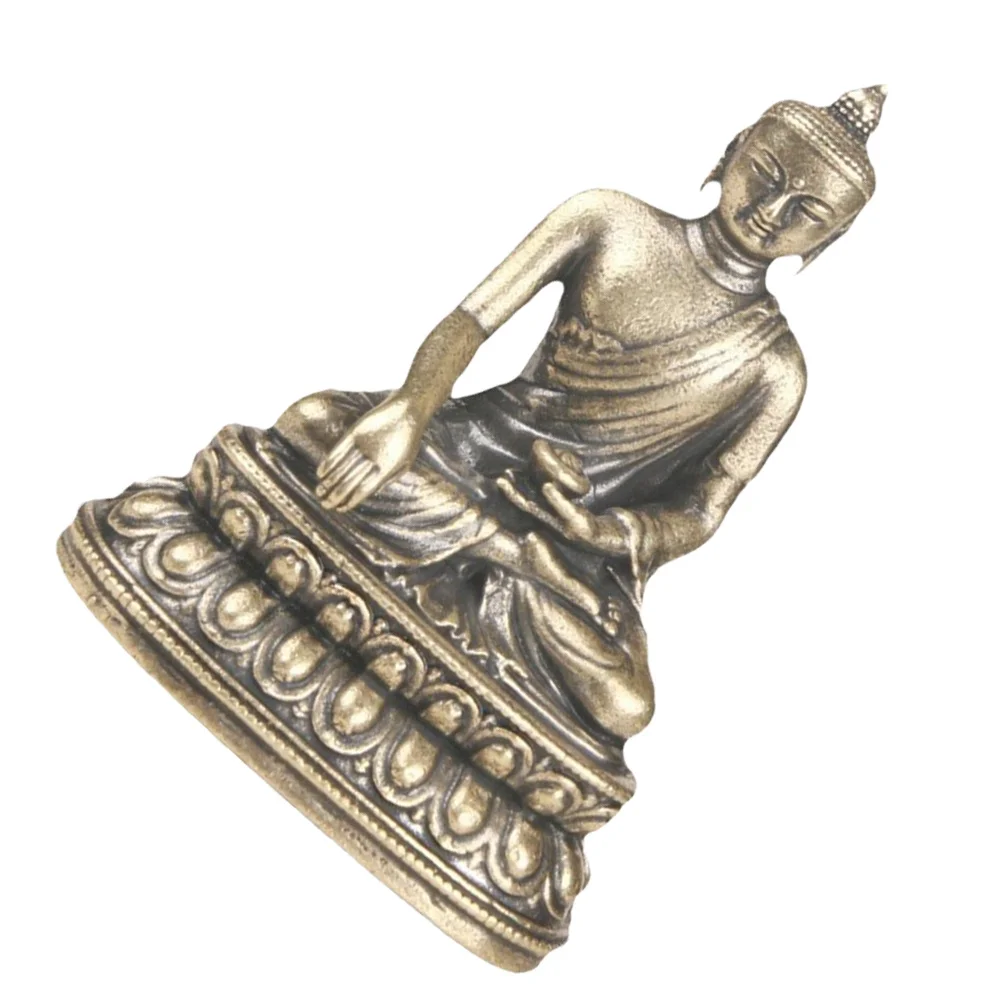 Brass Buddha Statue Retro Desktop Decoration Compact Size Vintage Buddha Sculpture Ornament Brass Craft Figurine