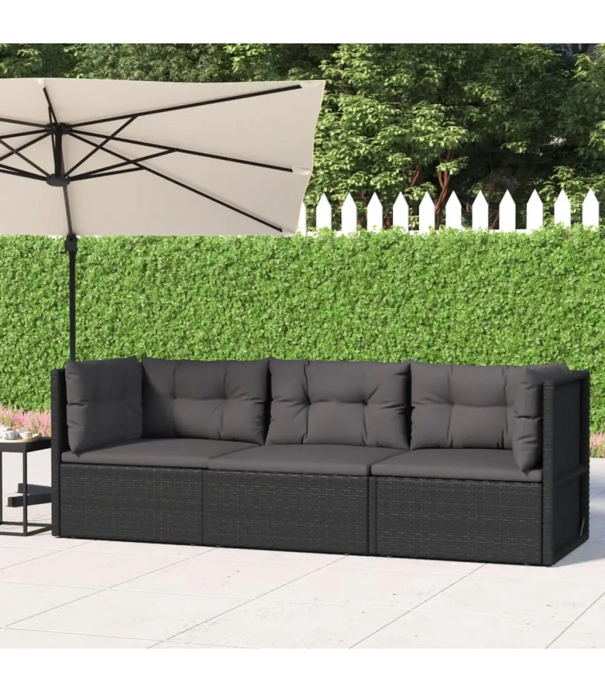 Garden sets garden furniture Set 3 PCs and black synthetic rattan cushions