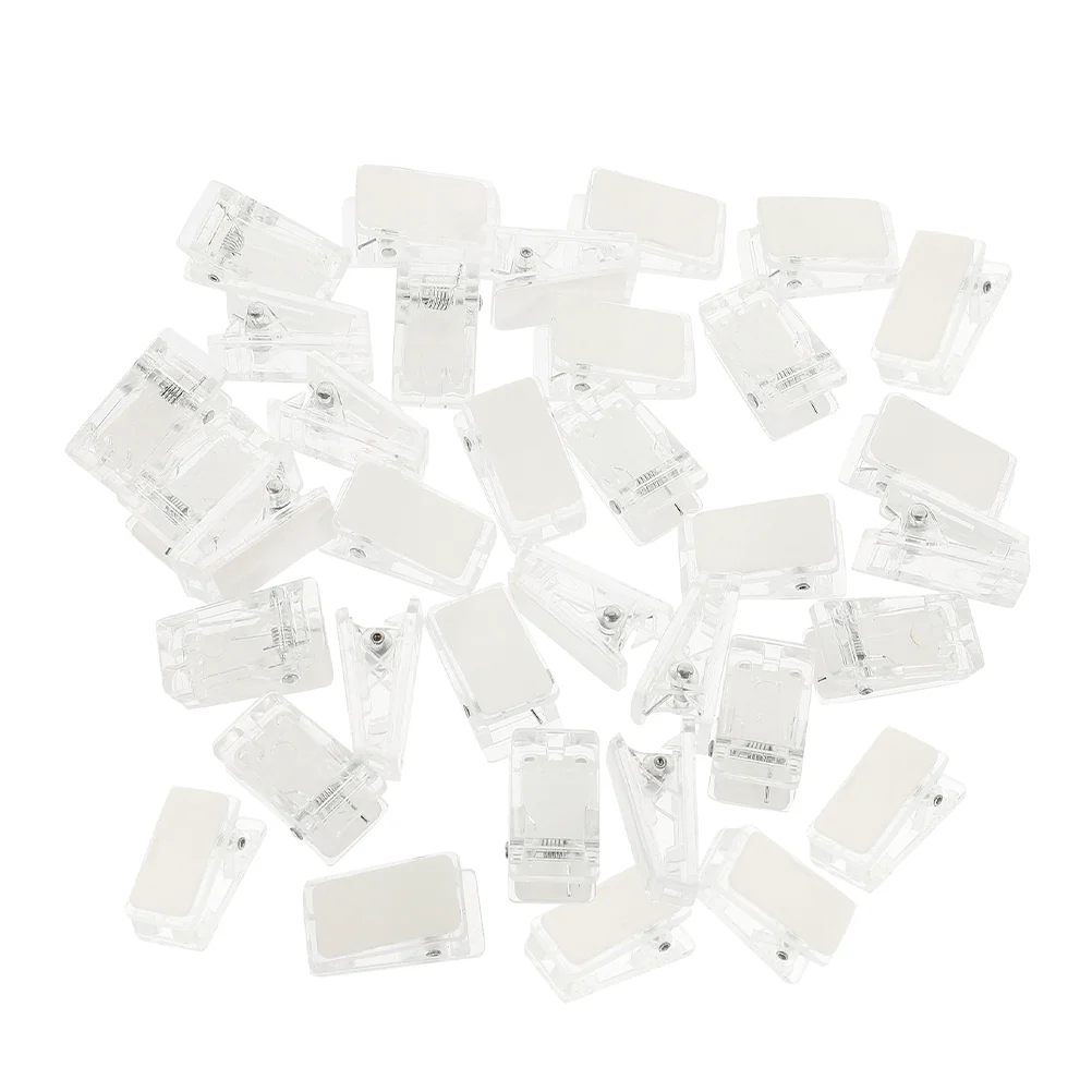 60pcs Small Plastic Clips For Id Cards Mini Self-Adhesive Badge Clips Clear Sticky Clips For Name Tag Work Badge Holder For