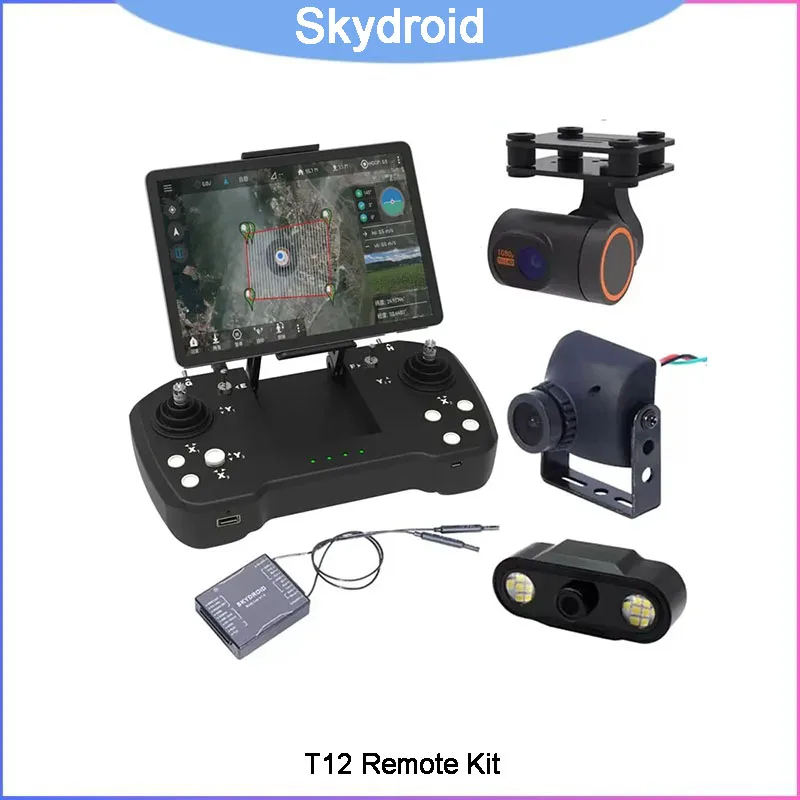 

Комплект пульта дистанционного управления Skydroid T12 с тройной гироскопической камерой, дальностью 20 км (FHSS) и ночным видением для сельскохозяйственных дронов-опрыскивателей